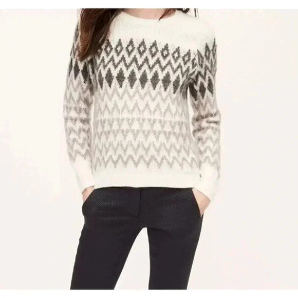 LOFT Sweaters - Ann Taylor LOFT Crewneck Brushed Fair Isle Sweater Size Medium Whisper White